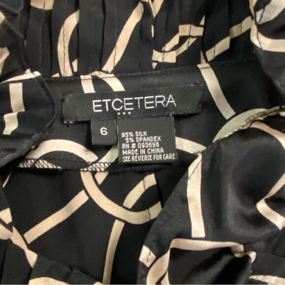 ETCETERA Black and Cream Silk Stretch Blouse - Picture 4 of 5